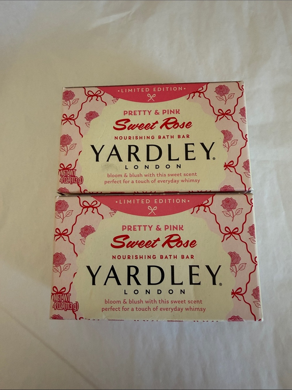 🎀 Yardley Sweet Rose Pretty & Pink Bath Bars Limited Edition Soap 4oz